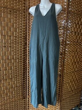 Universal Thread Green Linen Blend Jumpsuit S Wide Leg Sleeveless